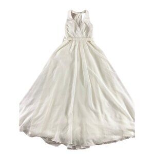 Vera Wang WHITE Women's Ivory Halter Neck Dress With Tulle Bow - 2